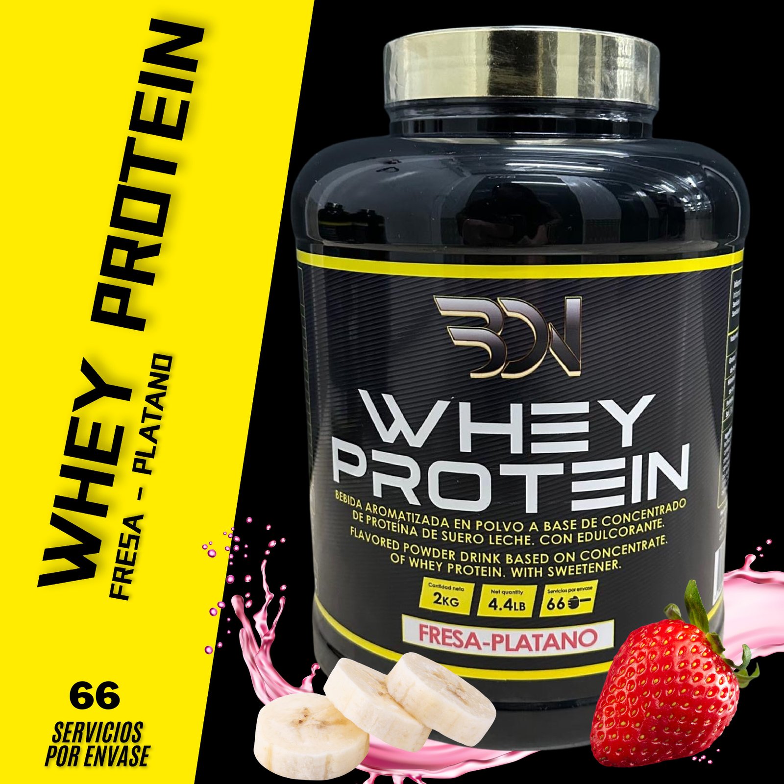 Fresa plátano BDN Whey Protein 2kg + BDN Creatine Monohydrate